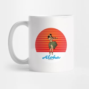 Hula Girl Dancing the Hula with Sunset Mug